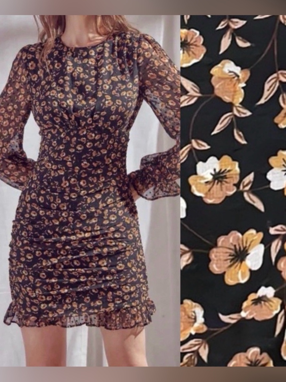 Storia Bodycon black floral dress Size S Small
